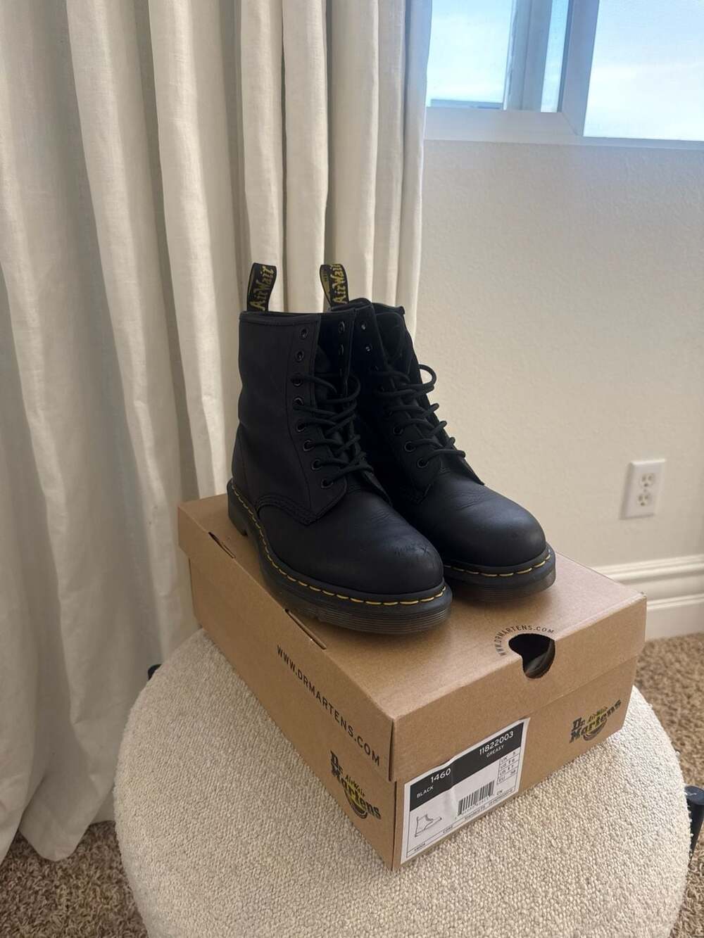 Dr. Martens 1460 Greasy Leather 8-Eye Lace Up Boots